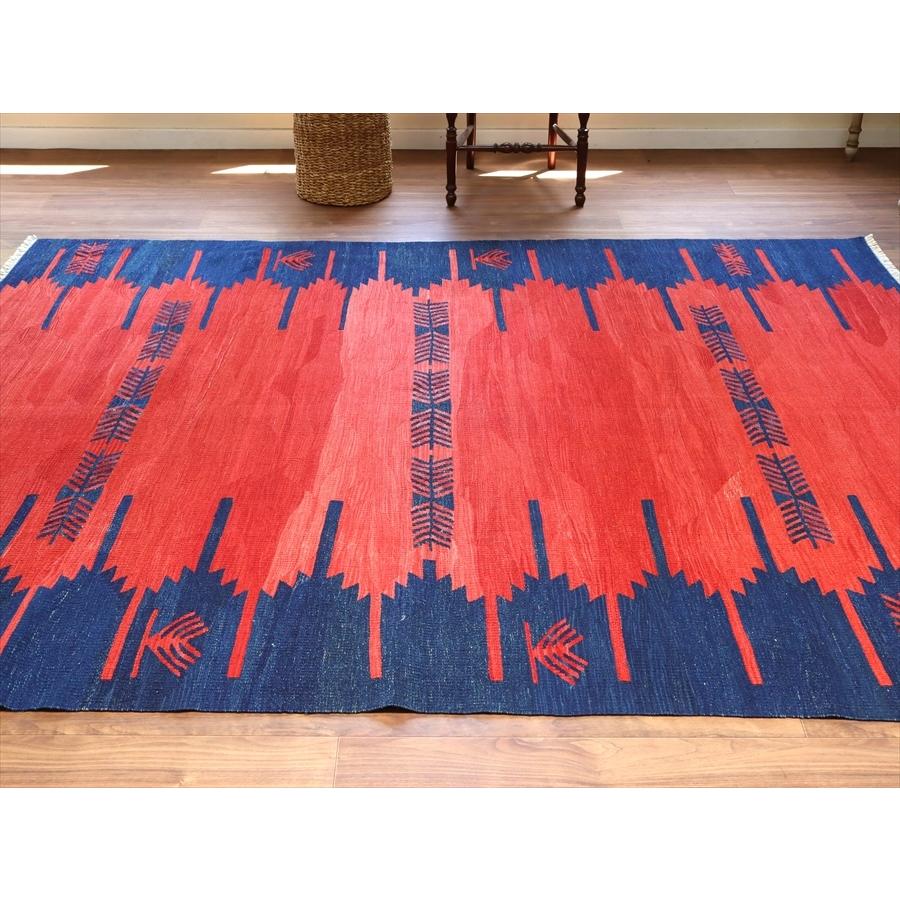 トルコの手織りキリム コンヤ　草木染 241x185cm ネイビー＆レッド | ブランド登録なし | 02