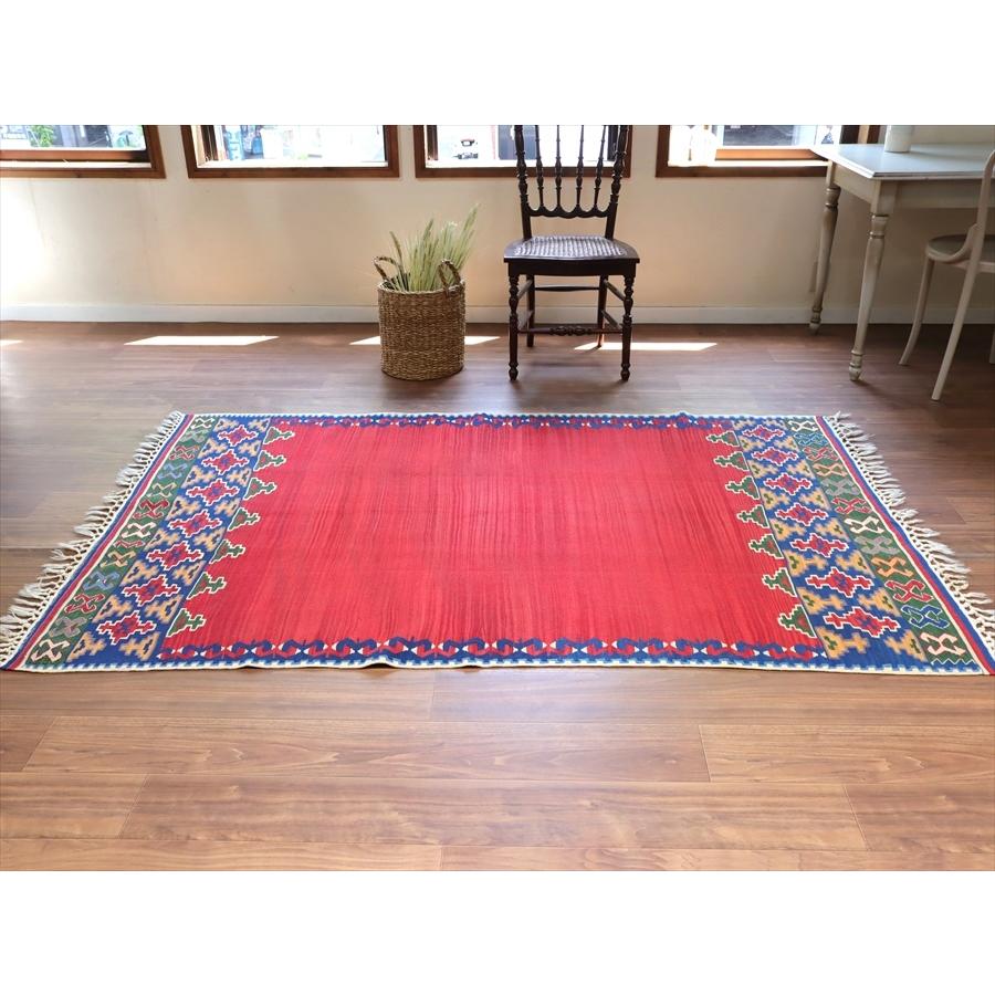 トルコの手織りキリム コンヤ　草木染 207x131cm 赤のエンプティデザイン | ブランド登録なし | 01