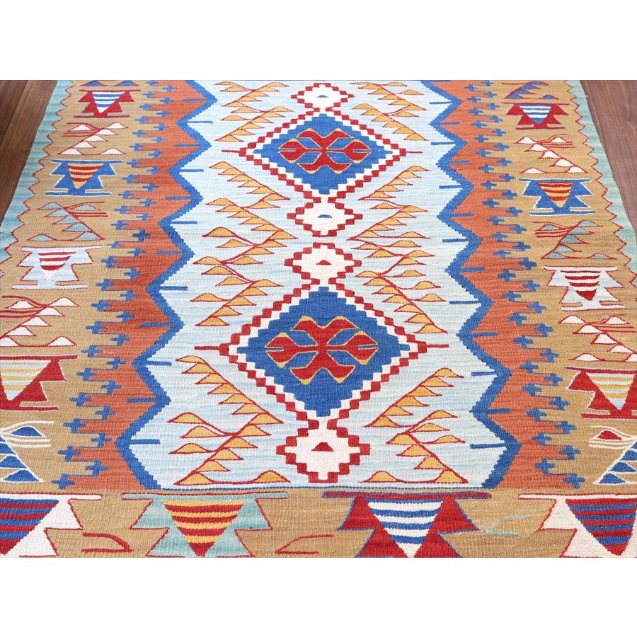 トルコ手織りキリム ウシャク 113x91cm 青いひし形メダリオン | ブランド登録なし | 04