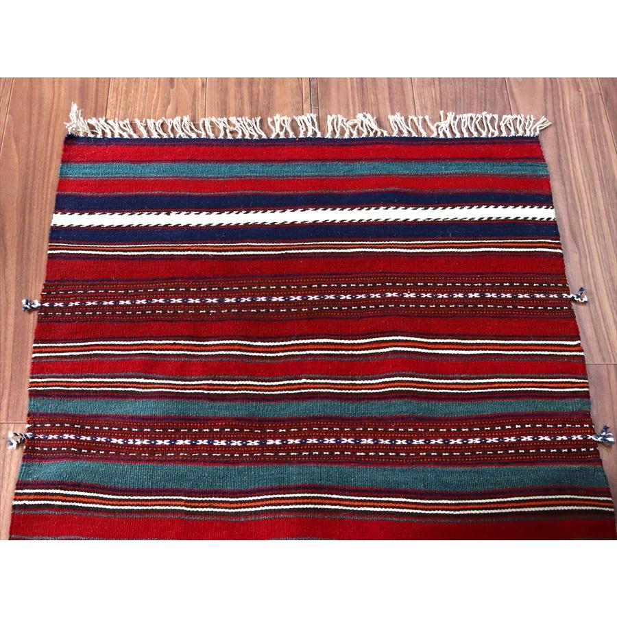 オールドキリム ヤージヴェディル 103x70cm ブルー＆レッド シンプルボーダー | ブランド登録なし | 04