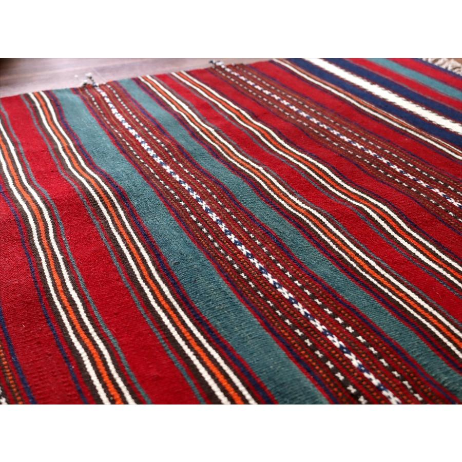 オールドキリム ヤージヴェディル 103x70cm ブルー＆レッド シンプルボーダー | ブランド登録なし | 05