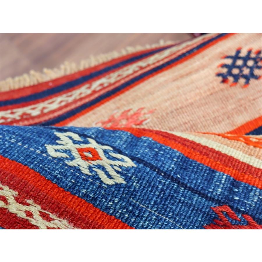 オールドキリム フェティエ 125x71cm レッド＆ブルー 収納袋を開いたキリム | ブランド登録なし | 10