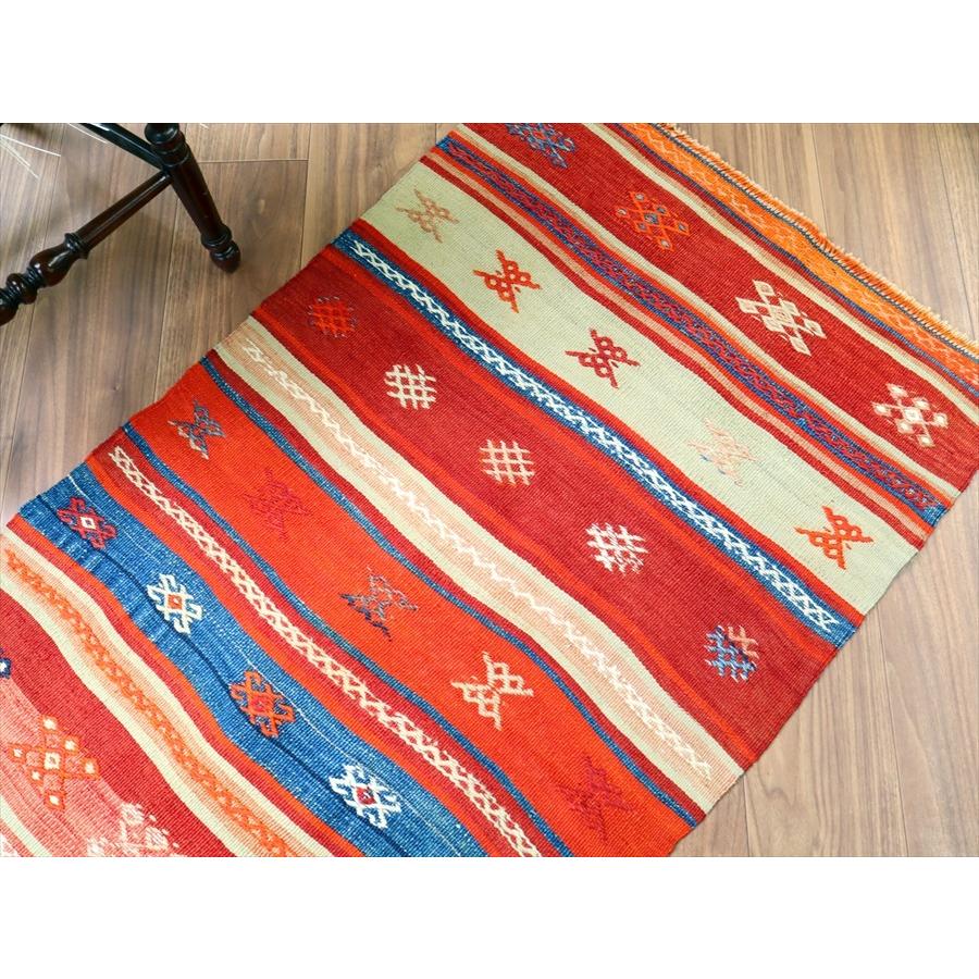 オールドキリム フェティエ 125x71cm レッド＆ブルー 収納袋を開いたキリム | ブランド登録なし | 02