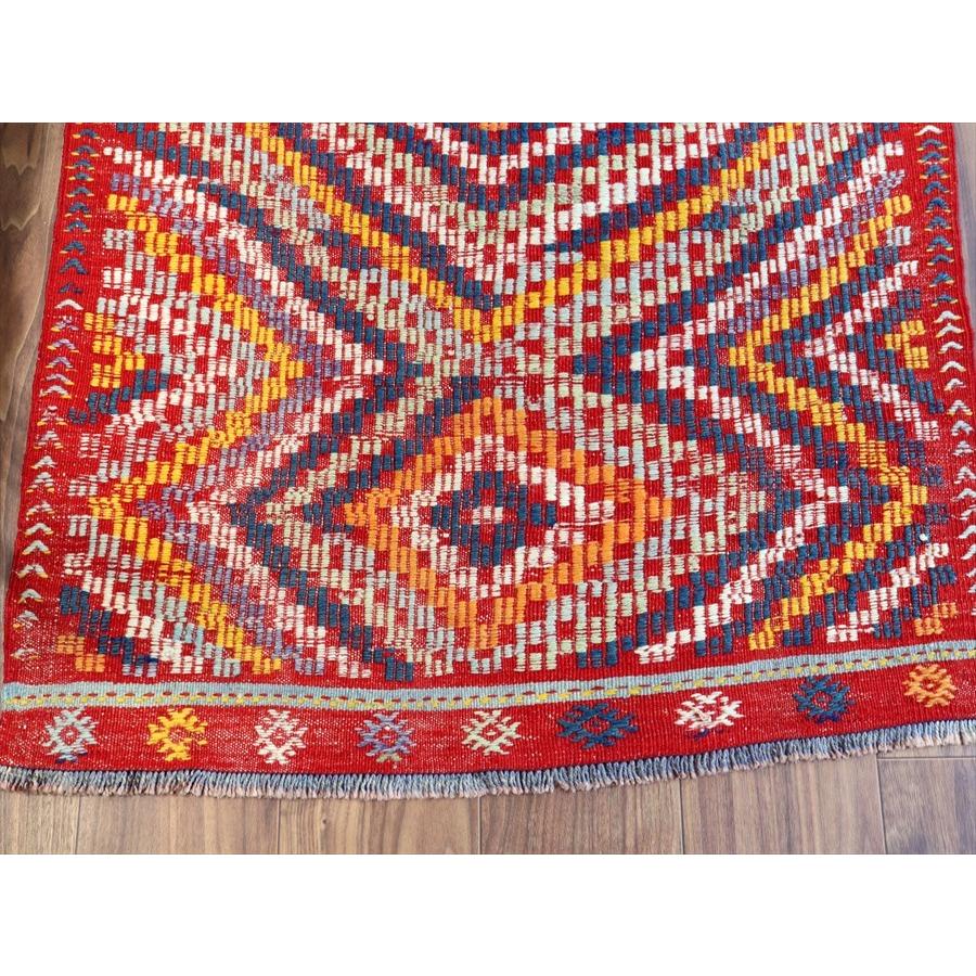 オールドキリム フェティエ/チェイレキ 128x80cm 赤にカラフルなジジム 連なるひし形 | ブランド登録なし | 02