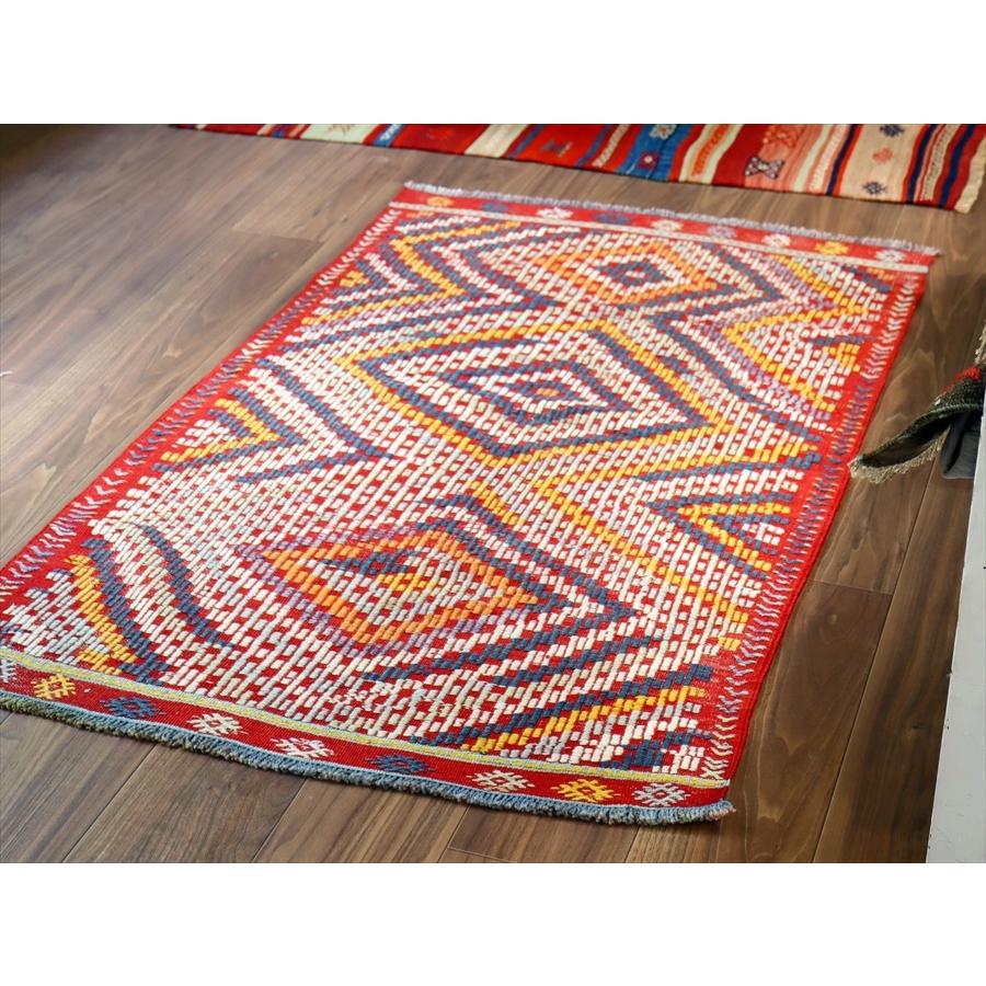 オールドキリム フェティエ/チェイレキ 128x80cm 赤にカラフルなジジム 連なるひし形 | ブランド登録なし | 05