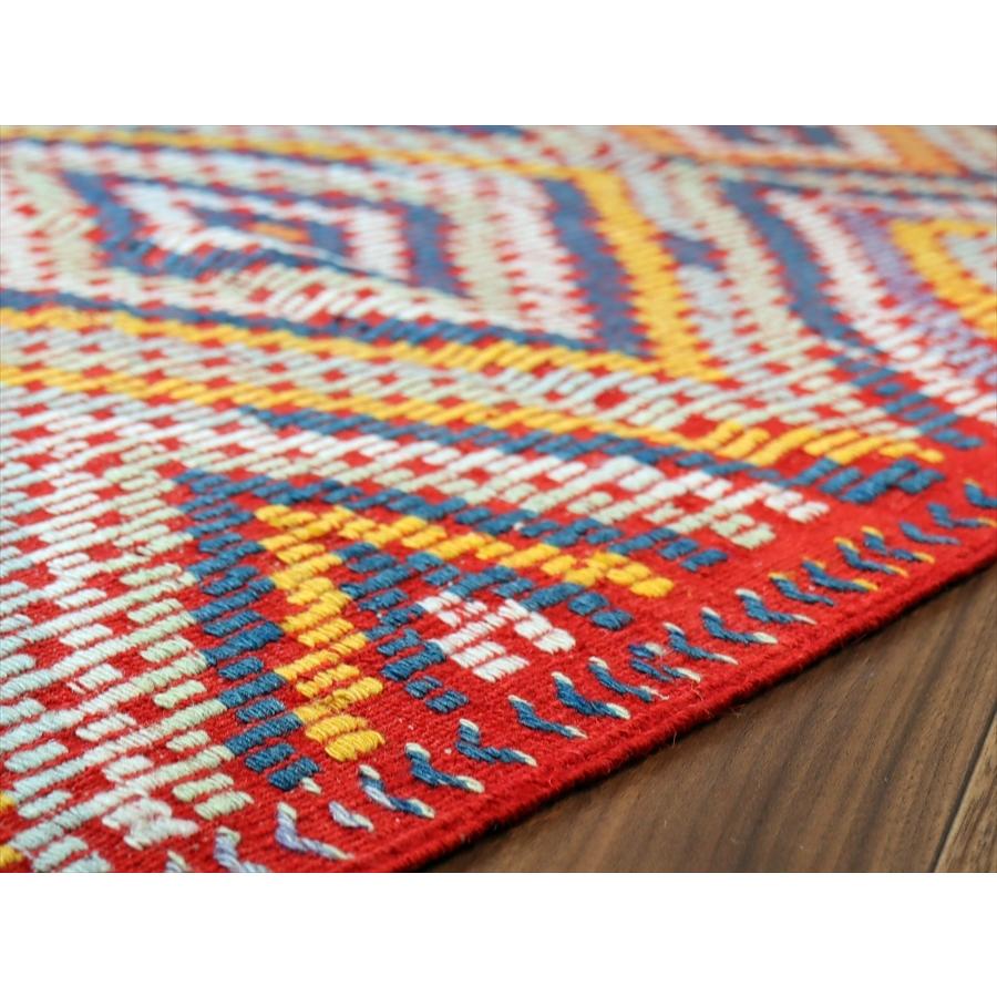 オールドキリム フェティエ/チェイレキ 128x80cm 赤にカラフルなジジム 連なるひし形 | ブランド登録なし | 07