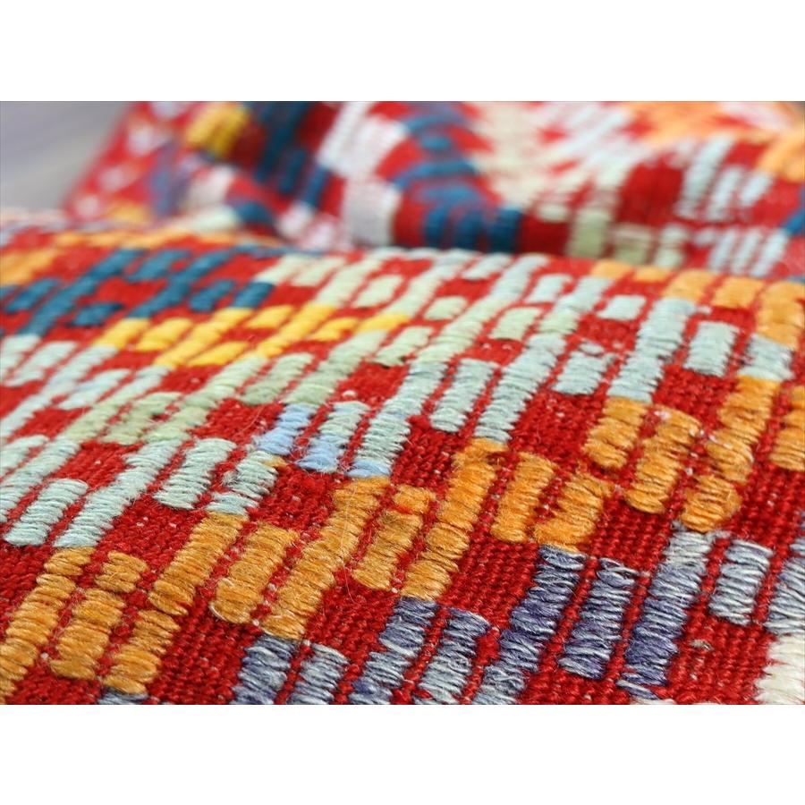 オールドキリム フェティエ/チェイレキ 128x80cm 赤にカラフルなジジム 連なるひし形 | ブランド登録なし | 09