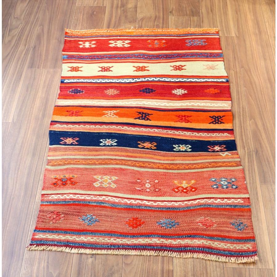 オールドキリム フェティエ 122x70cm レッド＆ブルー 収納袋を開いたキリム | ブランド登録なし