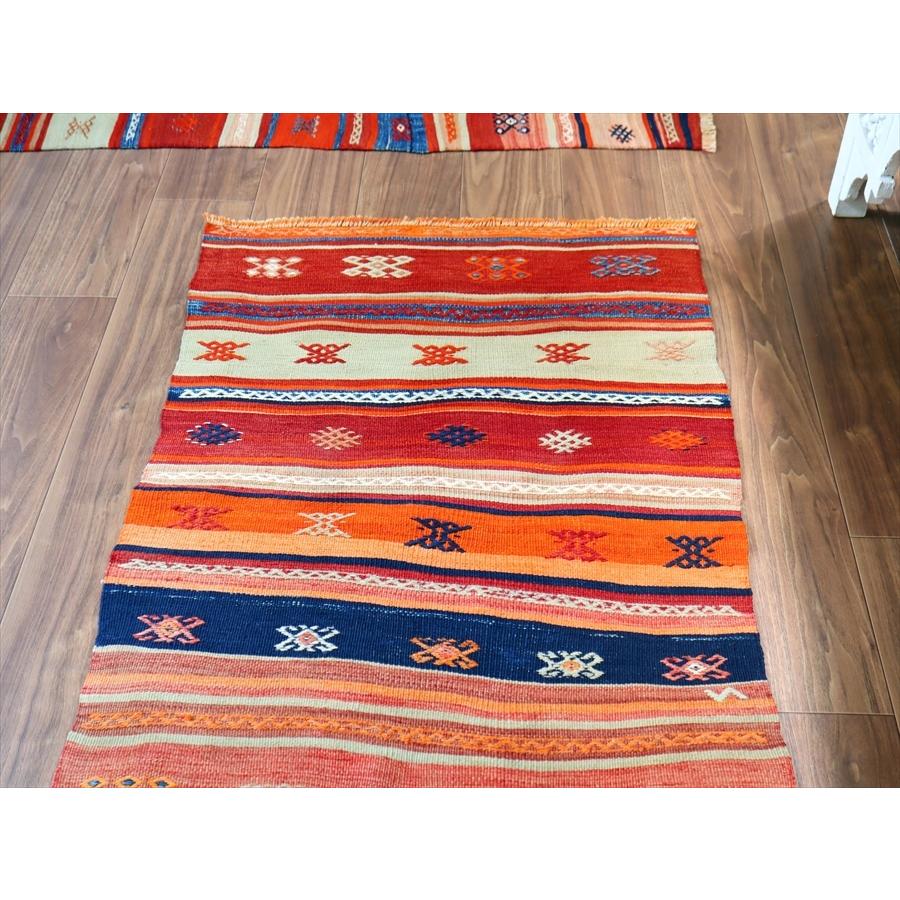 オールドキリム フェティエ 122x70cm レッド＆ブルー 収納袋を開いたキリム | ブランド登録なし | 02