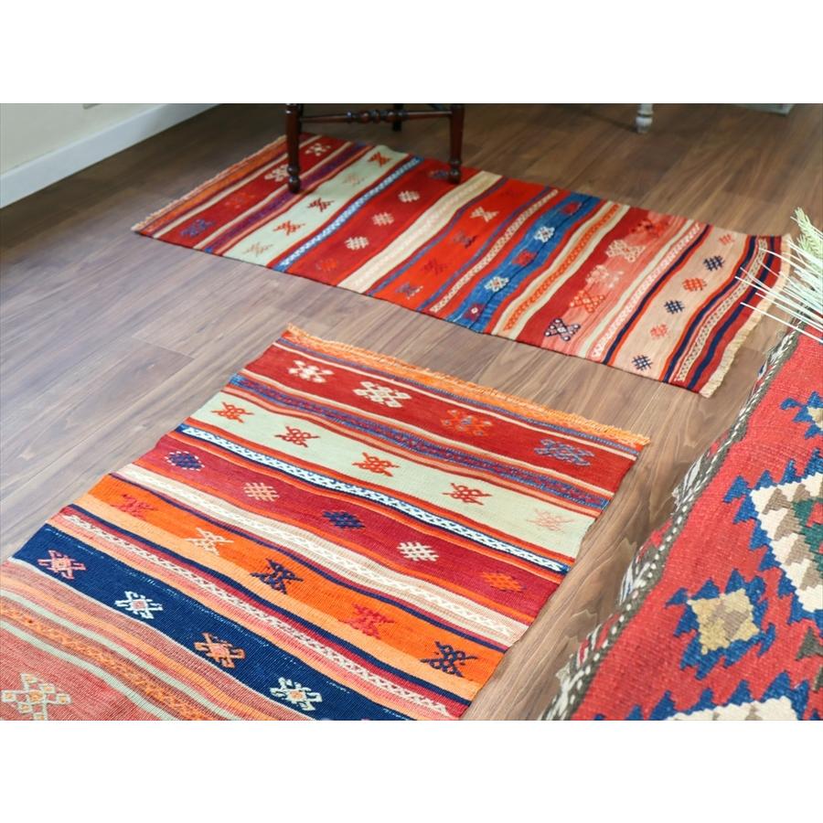 オールドキリム フェティエ 122x70cm レッド＆ブルー 収納袋を開いたキリム | ブランド登録なし | 04