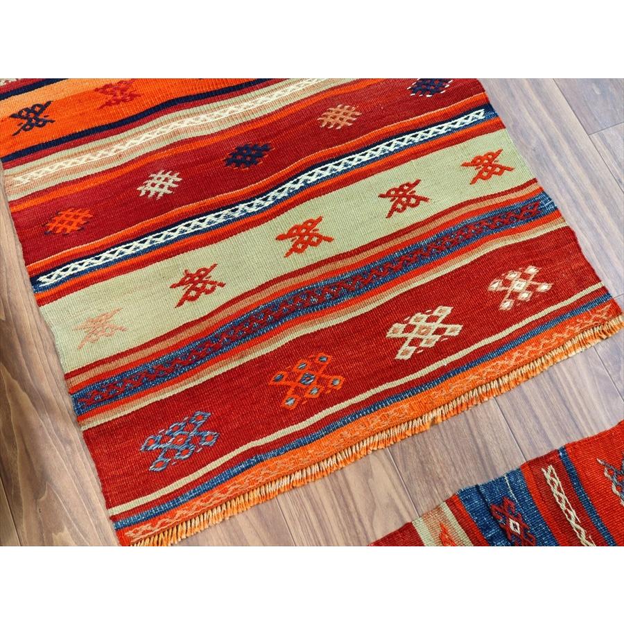 オールドキリム フェティエ 122x70cm レッド＆ブルー 収納袋を開いたキリム | ブランド登録なし | 06