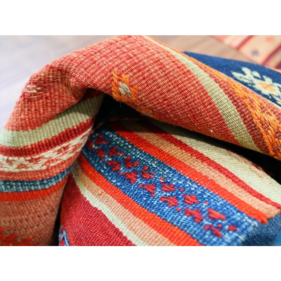 オールドキリム フェティエ 122x70cm レッド＆ブルー 収納袋を開いたキリム | ブランド登録なし | 09