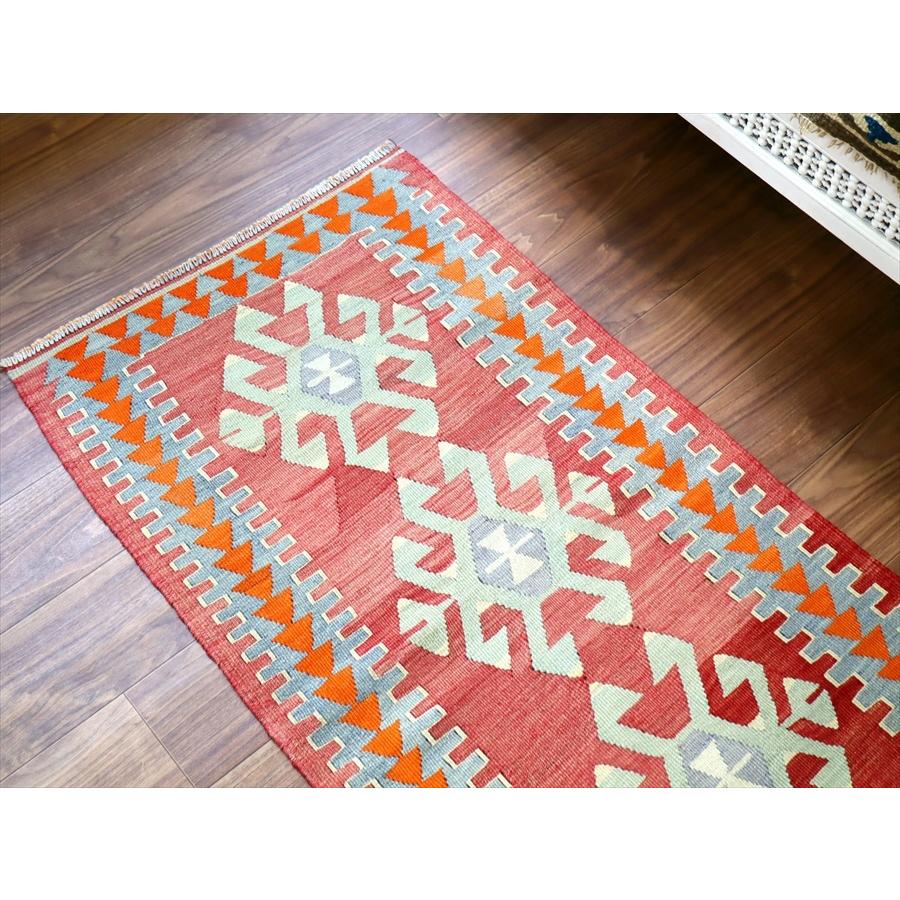 オールドキリム アフィヨン 123x67cm 3つのサソリ 明るいレッド | ブランド登録なし | 02