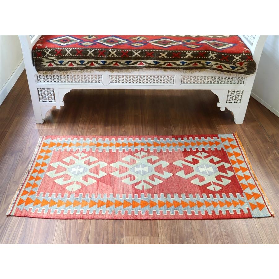 オールドキリム アフィヨン 123x67cm 3つのサソリ 明るいレッド | ブランド登録なし | 07