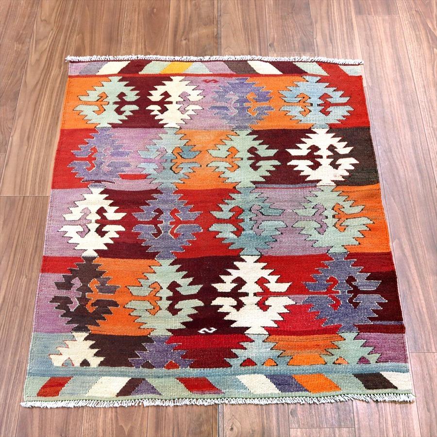 オールドキリム アフィヨン 115x91cm 連なるジグザグモチーフ パッチワーク デザイン | ブランド登録なし