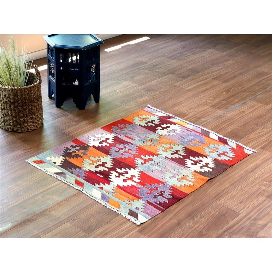 オールドキリム アフィヨン 115x91cm 連なるジグザグモチーフ パッチワーク デザイン | ブランド登録なし | 02