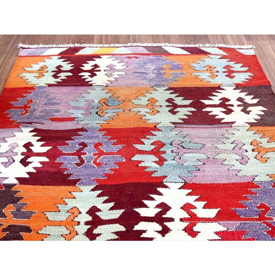 オールドキリム アフィヨン 115x91cm 連なるジグザグモチーフ パッチワーク デザイン | ブランド登録なし | 05