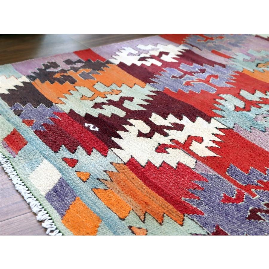 オールドキリム アフィヨン 115x91cm 連なるジグザグモチーフ パッチワーク デザイン | ブランド登録なし | 06