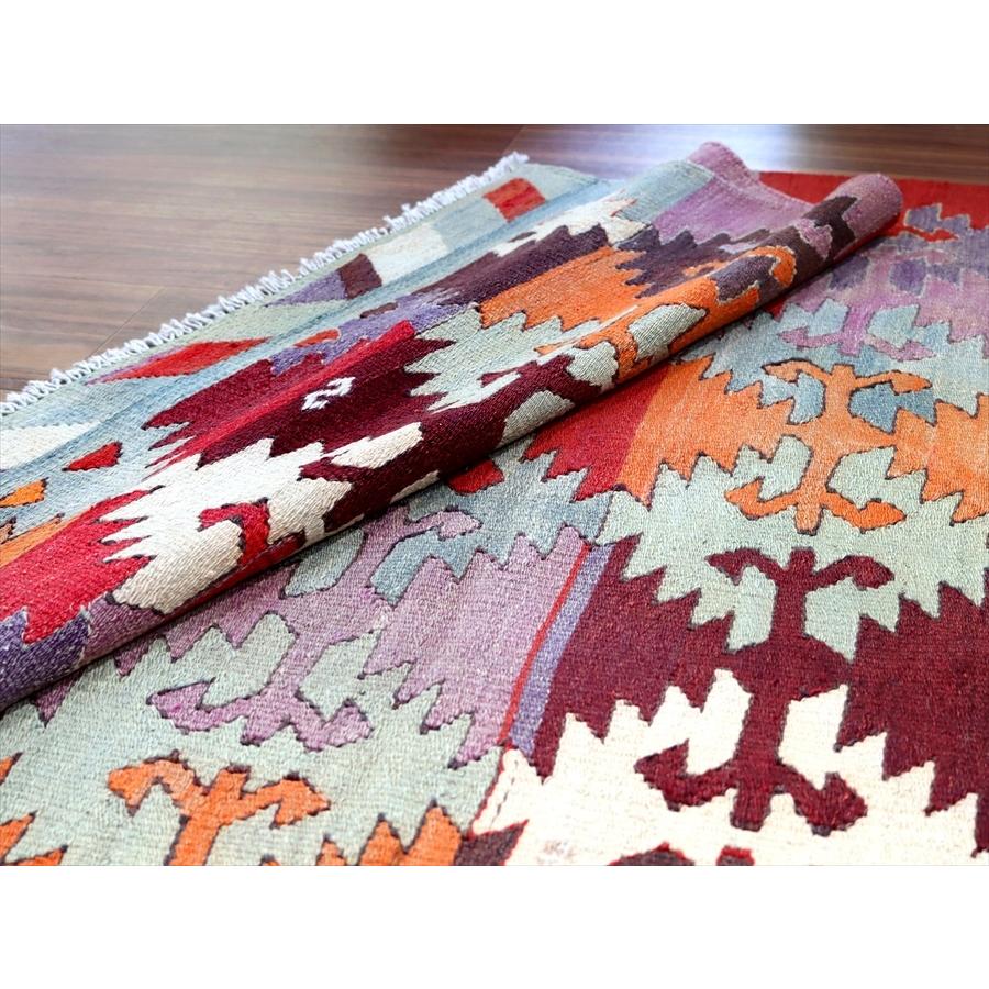 オールドキリム アフィヨン 115x91cm 連なるジグザグモチーフ パッチワーク デザイン | ブランド登録なし | 07