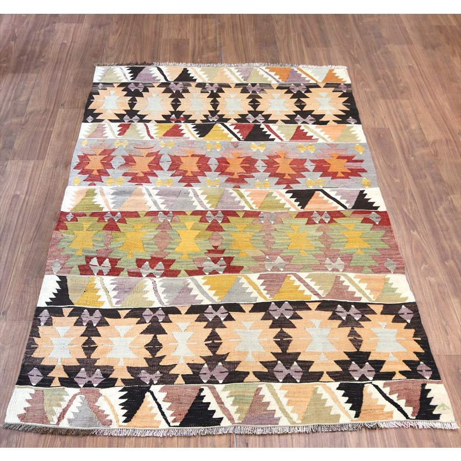 オールドキリム カッパドキア 202x128cm イーブルアイと鳥の羽の