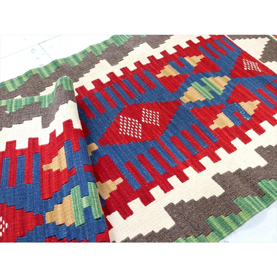 トルコ製 手織りキリム カイセリ トルコ手織りキリム ランナー 185x62cm 翼を広げる鳥の