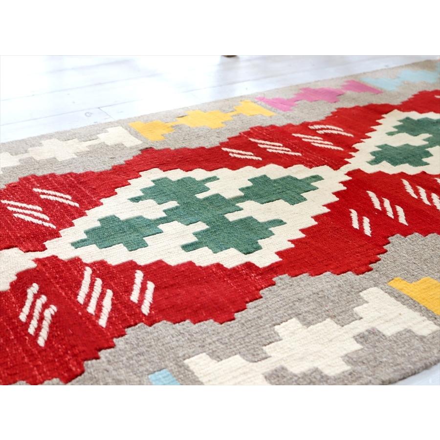 カイセリ トルコ手織りキリム ランナー 200x64cm 4つのダイヤ