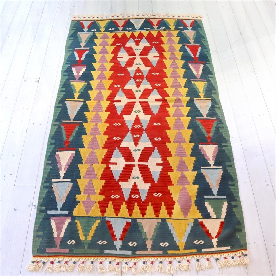 トルコの手織りキリム　セッヂャーデ 200x104cm 狼の口のモチーフ | ブランド登録なし