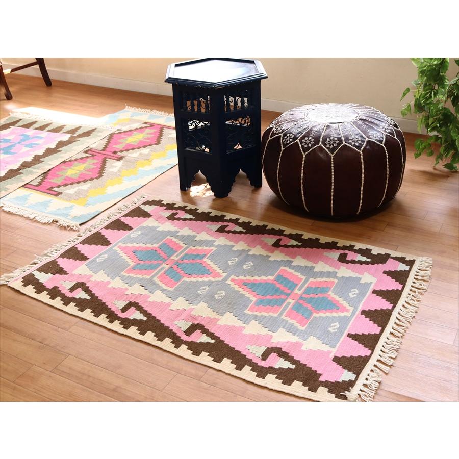 やわらかな織りのカイセリ産キリム　チェイレキ 116x75cm ブルー/ピンク | ブランド登録なし | 01