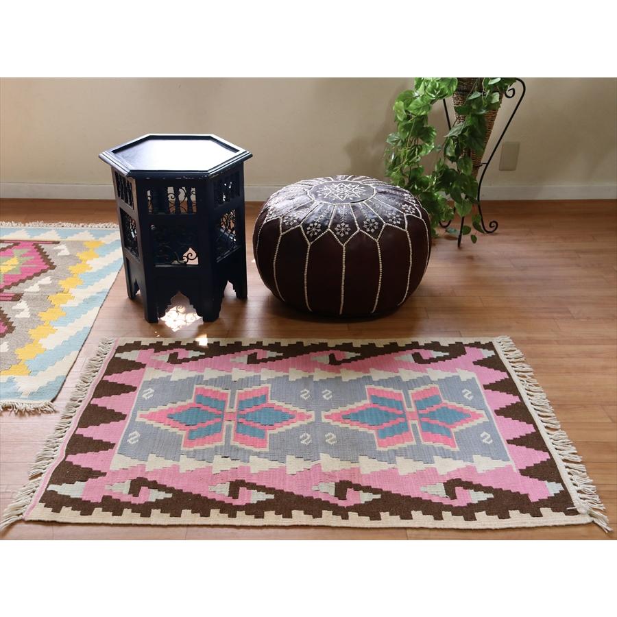 やわらかな織りのカイセリ産キリム　チェイレキ 116x75cm ブルー/ピンク | ブランド登録なし | 02