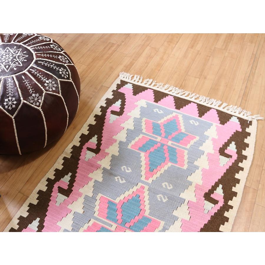 やわらかな織りのカイセリ産キリム　チェイレキ 116x75cm ブルー/ピンク | ブランド登録なし | 03