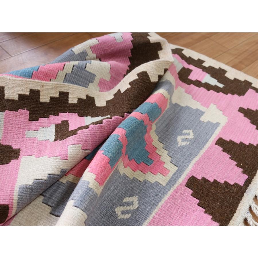 やわらかな織りのカイセリ産キリム　チェイレキ 116x75cm ブルー/ピンク | ブランド登録なし | 05