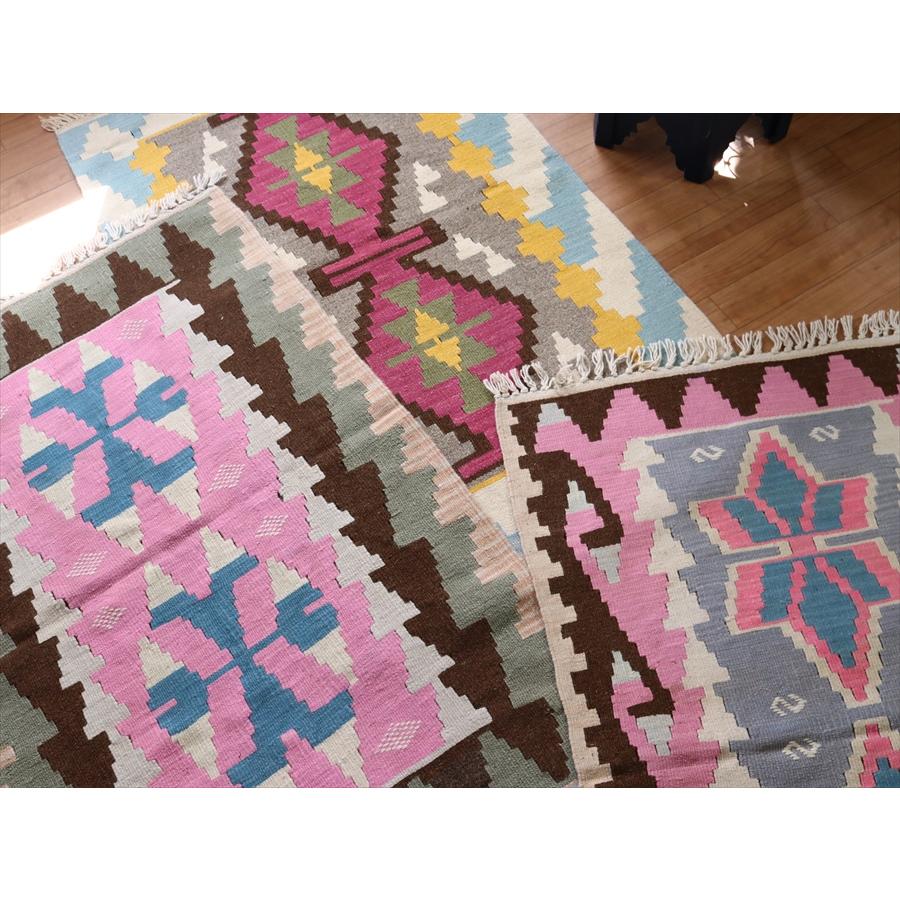 やわらかな織りのカイセリ産キリム　チェイレキ 116x75cm ブルー/ピンク | ブランド登録なし | 06