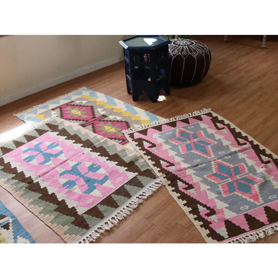 やわらかな織りのカイセリ産キリム　チェイレキ 116x75cm ブルー/ピンク | ブランド登録なし | 08