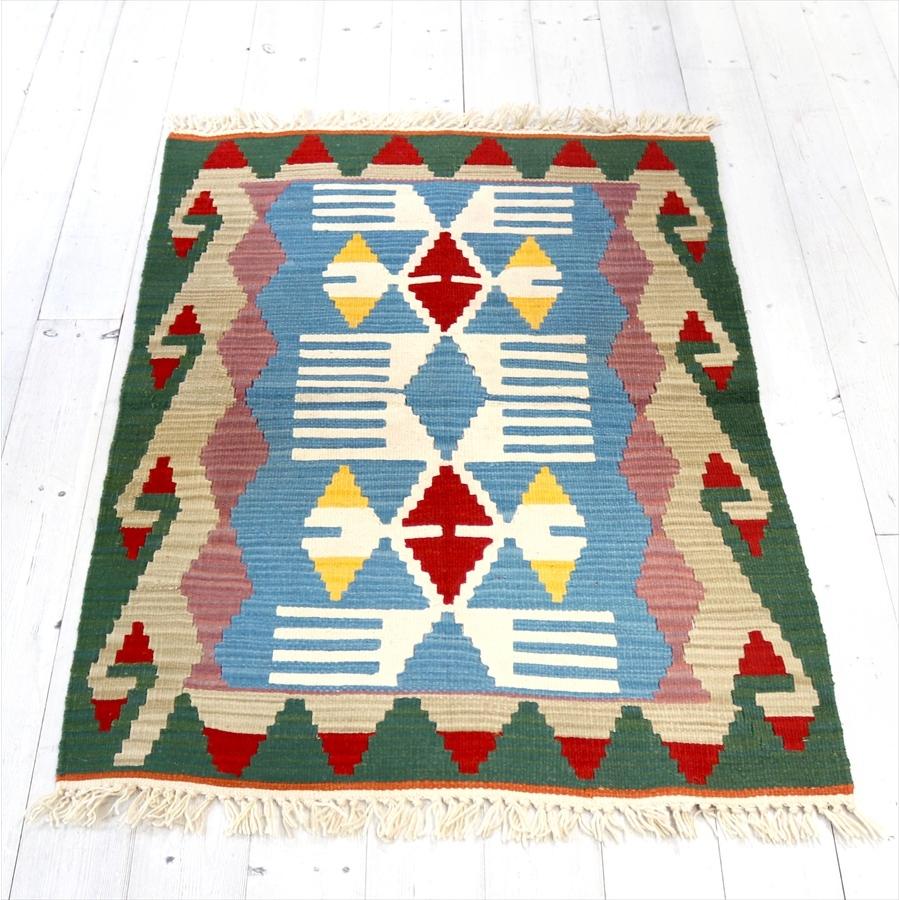 やわらかな織りのカイセリ産キリム　ヤストゥク 108x78cm 翼を広げた鳥のモチーフ | ブランド登録なし