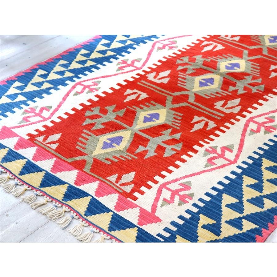 やわらかな織りのカイセリ産キリム　セッヂャーデ 171x114cm レッド/ブルー | ブランド登録なし | 04