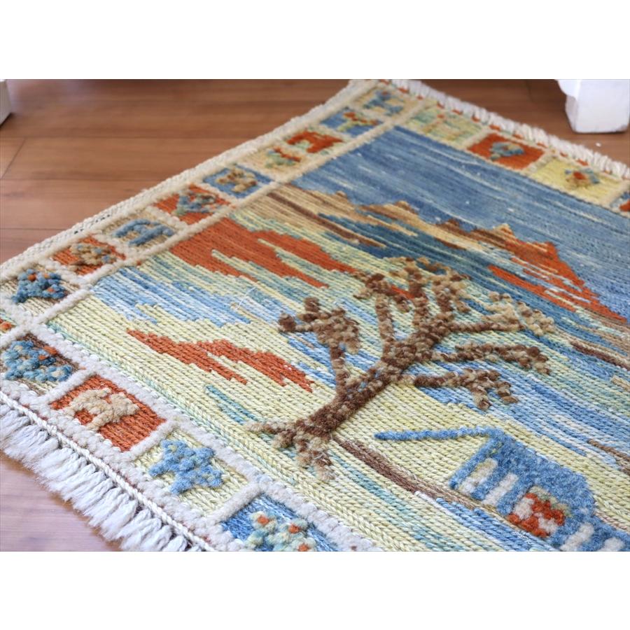 ギャッベスマックキリム 遊牧民の織る風景のラグ46x119cm山麓と草原と湖 | ブランド登録なし | 02