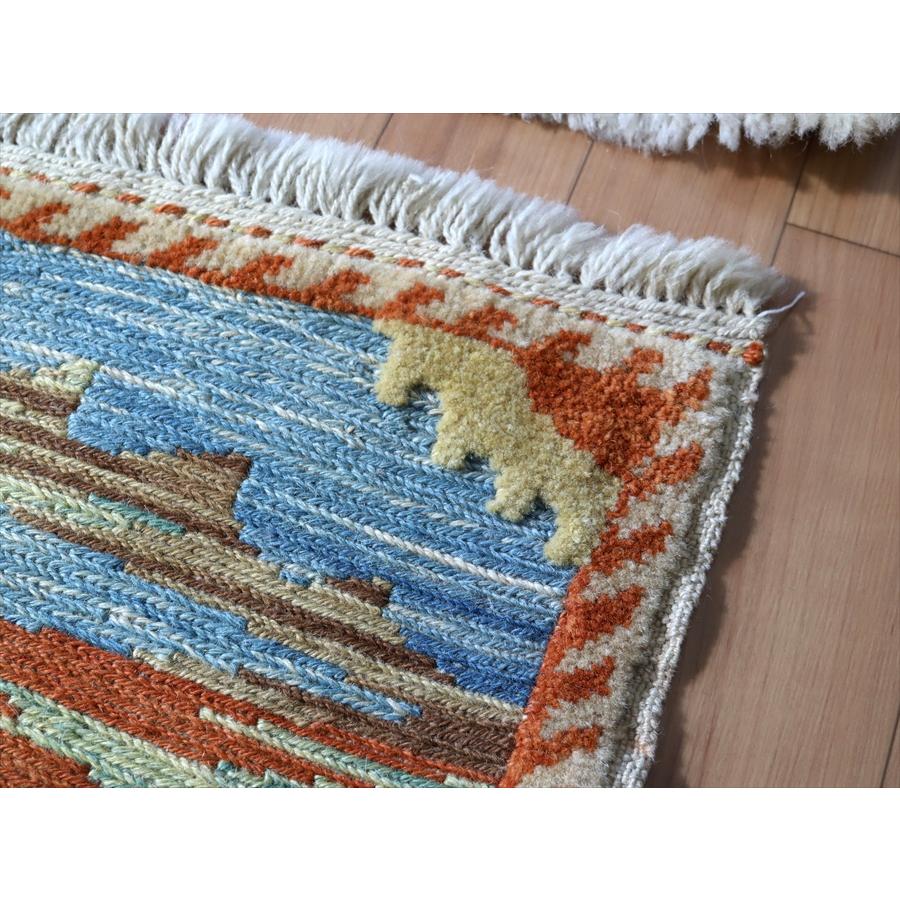 ギャッベスマックキリム 遊牧民の織る風景のラグ49x117cm山麓と草原と湖 | ブランド登録なし | 03