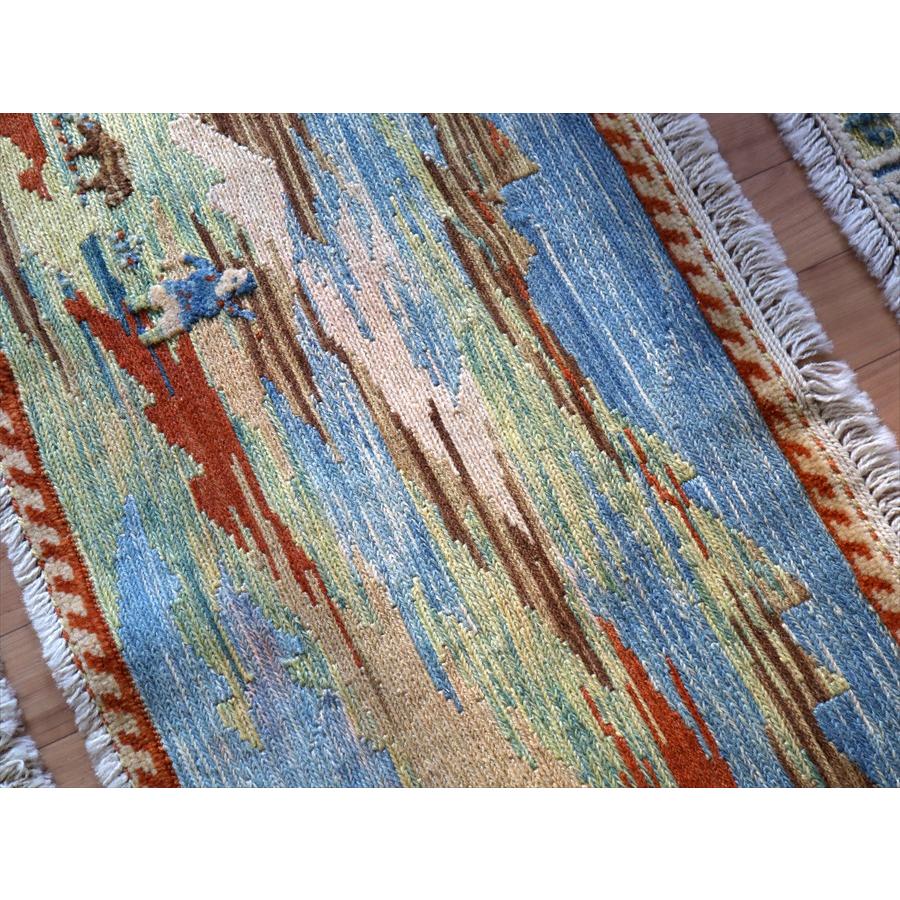 ギャッベスマックキリム 遊牧民の織る風景のラグ49x117cm山麓と草原と湖 | ブランド登録なし | 04