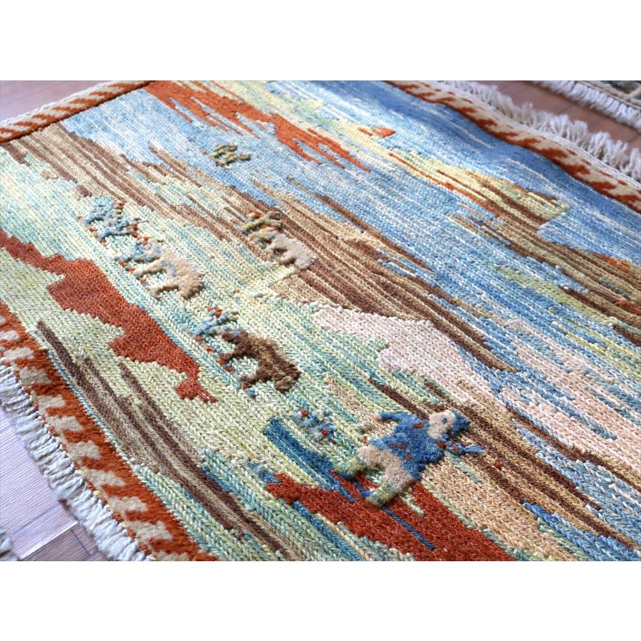 ギャッベスマックキリム 遊牧民の織る風景のラグ49x117cm山麓と草原と湖 | ブランド登録なし | 05