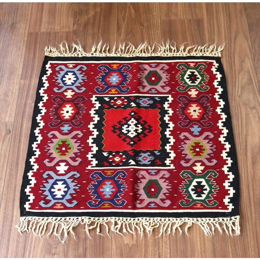 オールドキリム シャルキョイ 59x60cm ワインレッド 正方形 | ブランド登録なし