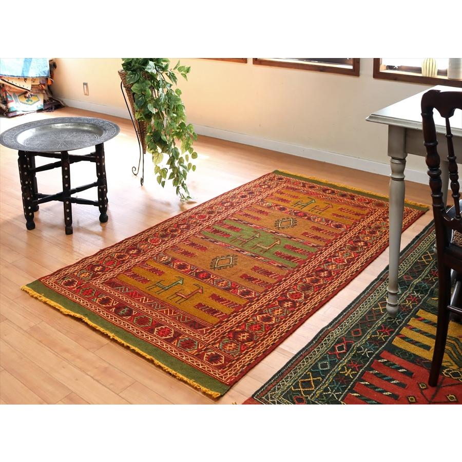 東イランの素朴な手織りキリム グチャン 177x100cm シカと幾何学