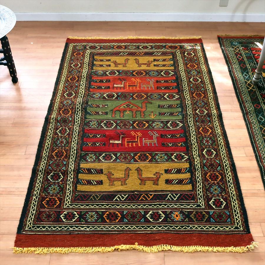 東イランの素朴な手織りキリム グチャン 181x109cm ラクダとシカ | ブランド登録なし