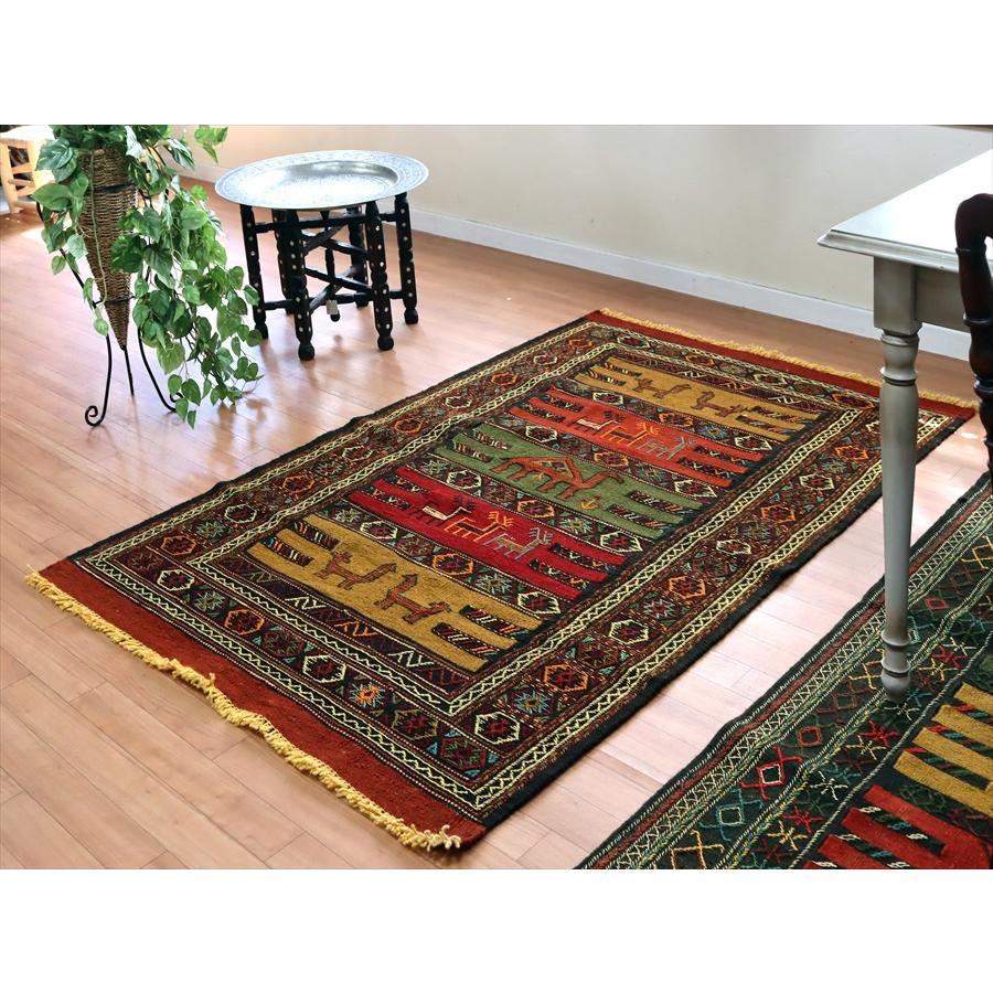 東イランの素朴な手織りキリム グチャン 181x109cm ラクダとシカ | ブランド登録なし | 01