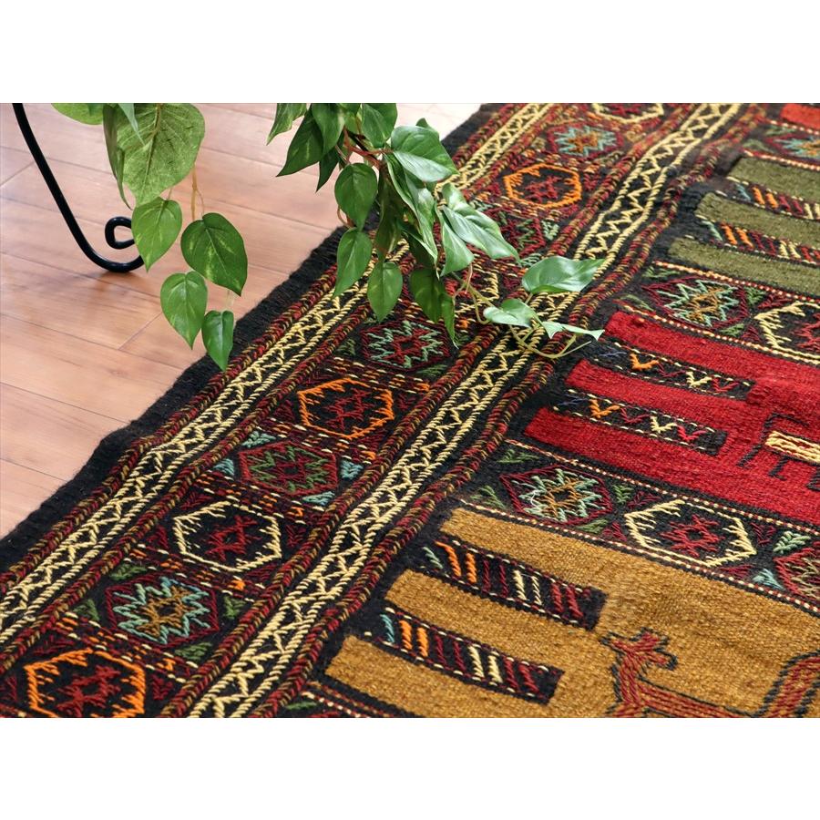 東イランの素朴な手織りキリム グチャン 181x109cm ラクダとシカ | ブランド登録なし | 04