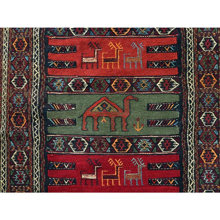 東イランの素朴な手織りキリム グチャン 181x109cm ラクダとシカ | ブランド登録なし | 05