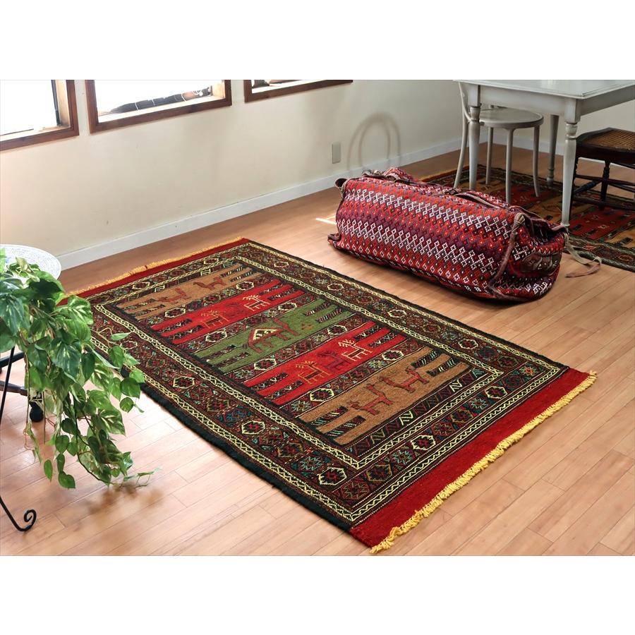 グチャン イランの手織りキリム 185x113cm ラクダとシカのモチーフ | ブランド登録なし | 01