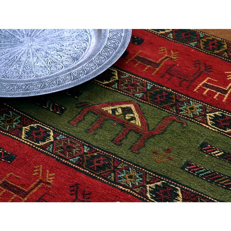 グチャン イランの手織りキリム 185x113cm ラクダとシカのモチーフ | ブランド登録なし | 04