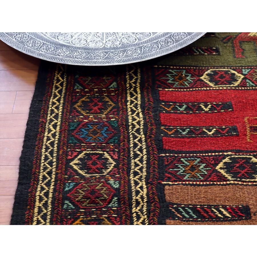 グチャン イランの手織りキリム 185x113cm ラクダとシカのモチーフ | ブランド登録なし | 05