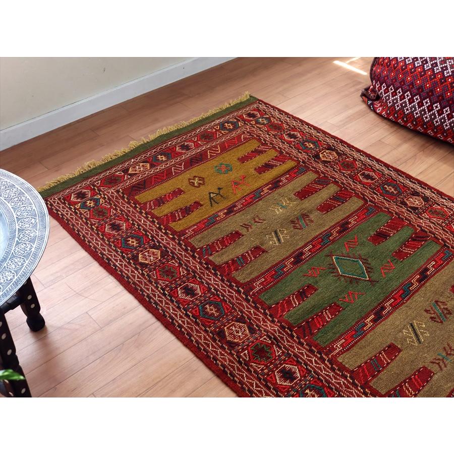 グチャン イランの手織りキリム 187x100cm ラクダと幾何学模様 | ブランド登録なし | 02