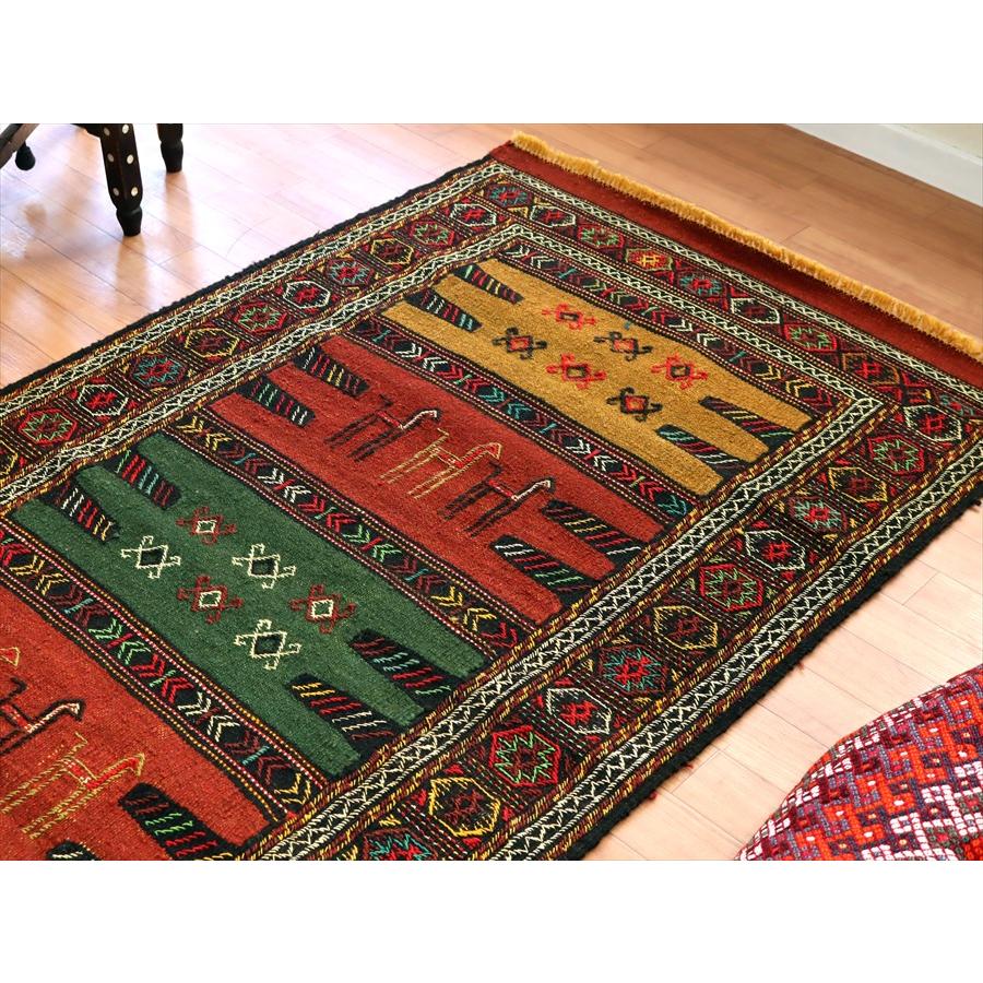 グチャン イランの手織りキリム 191x101cm 動物と幾何学モチーフ | ブランド登録なし | 02